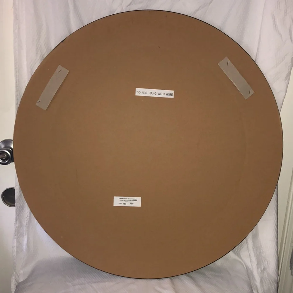 NWT Silver Plated Circle Mirror Bronzed Aged Curve Design 28 inch x 28 inch Cir